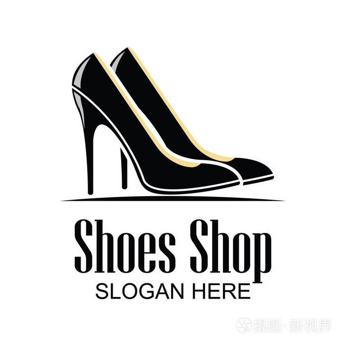 鞋店,鞋店徽,你们的口号的文本空间 时尚商务的标记线.矢量图