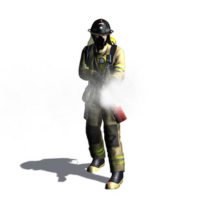 消防队员用灭火器白色背景3d 图上孤立