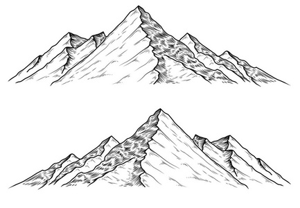 手绘矢量插图山