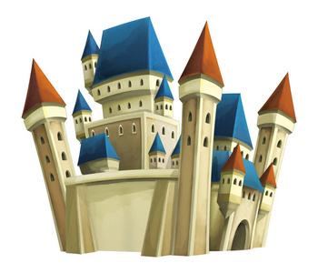 白色背景上的卡通城堡