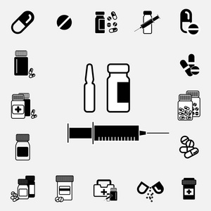 黑色和白色注射器图标