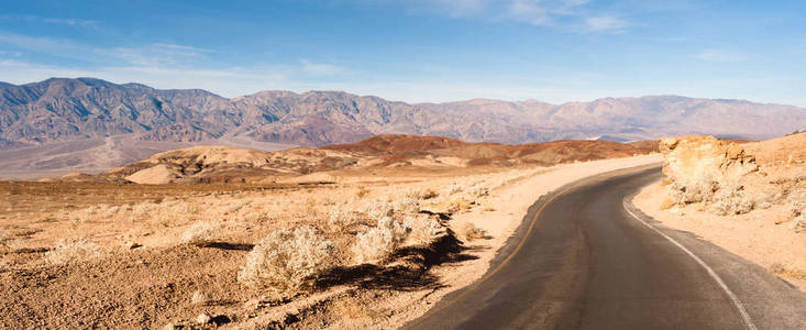 全景视图打开道路死亡谷国家公园公路