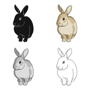 灰色的兔子。动物单中卡通风格矢量符号股票图 web 图标