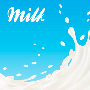 牛奶溅矢量图背景。3d 图