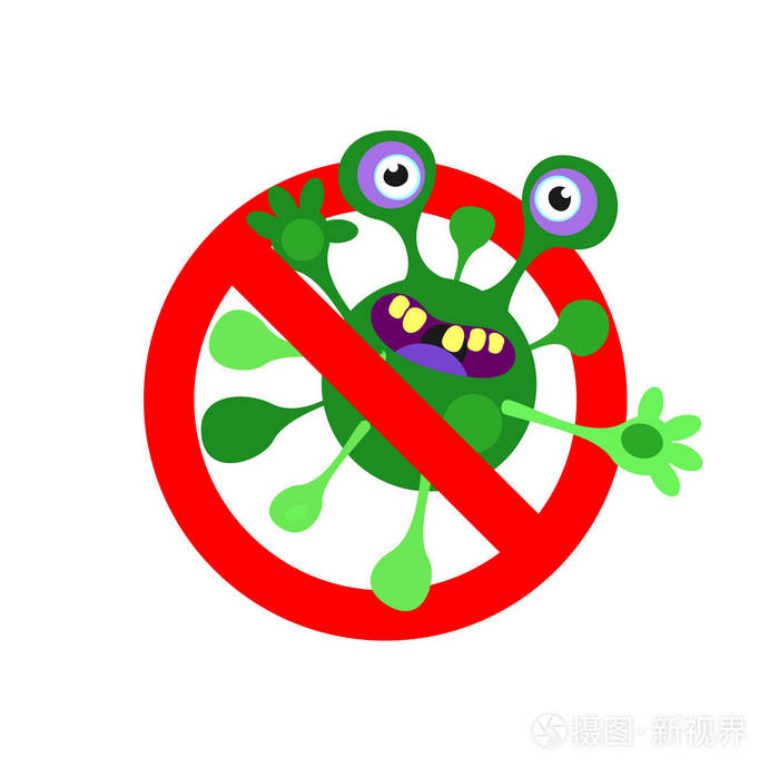 有害细菌和病毒.矢量图.在白色背景上孤立