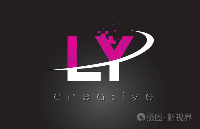 ly l y 创意字母设计与白色, 粉色