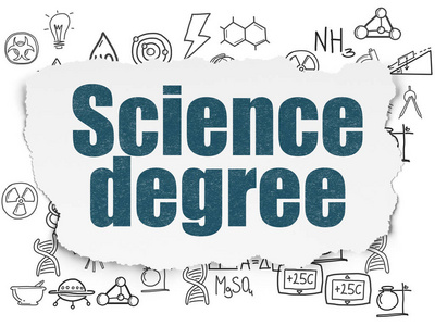 科学概念 科学学位撕裂纸张背景上