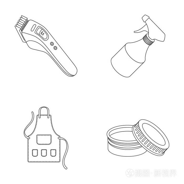理发店在大纲样式矢量符号股票图 web 设置集合图标
