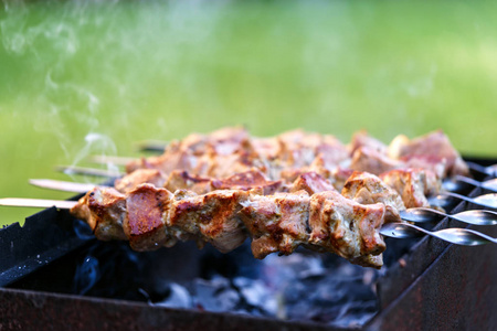 烧烤，肉烤串肉 烧烤 木炭烧烤肉