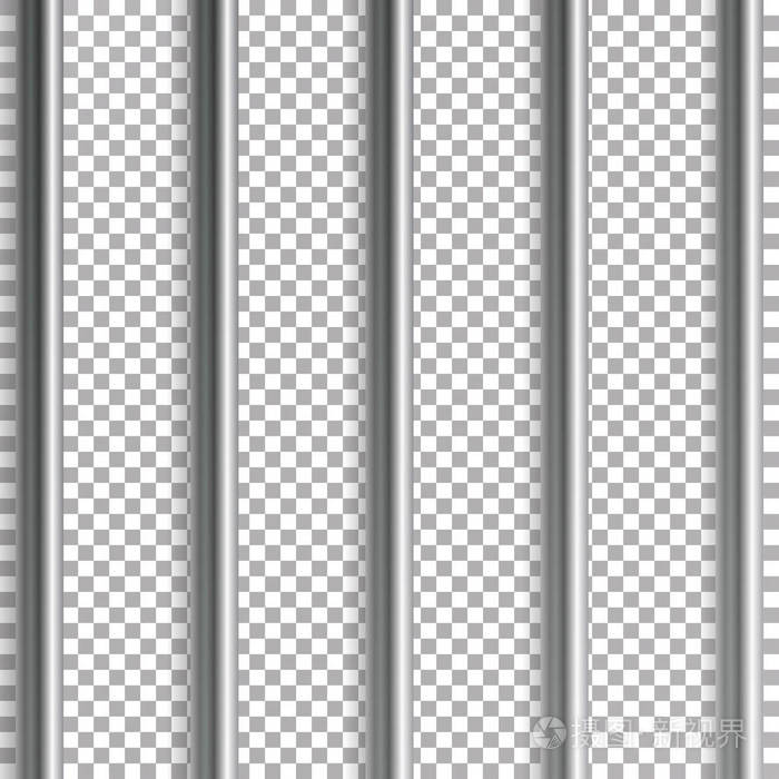 铁窗矢量图.透明背景上孤立.3d 的铁或钢制监狱房子网格图