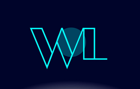 wl w l 蓝线圆字母表字母标志图标模板 vecto