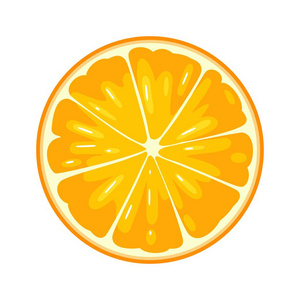 白色背景上的橙色的圆片。平面彩色插图