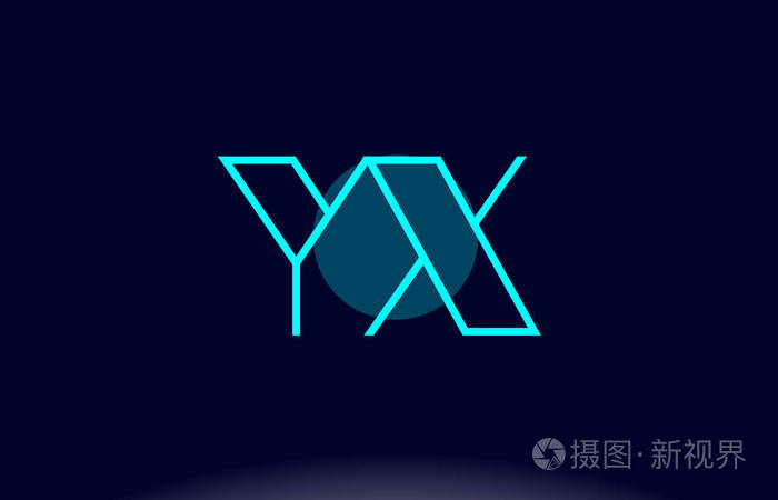 yx y x 蓝线圆字母表字母标志图标模板 vecto