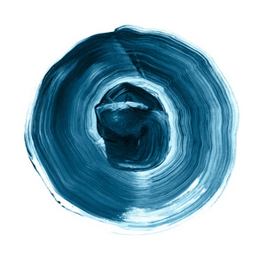 蓝色滨海质感亚克力圆。水彩染色在白色背景上
