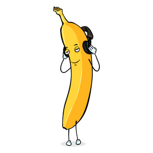 戴着耳机的香蕉字符