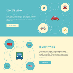 平面图标吉普车 卡车 汽车和其他向量元素。自动平图标符号集还包括天空 飞艇 摩托车对象