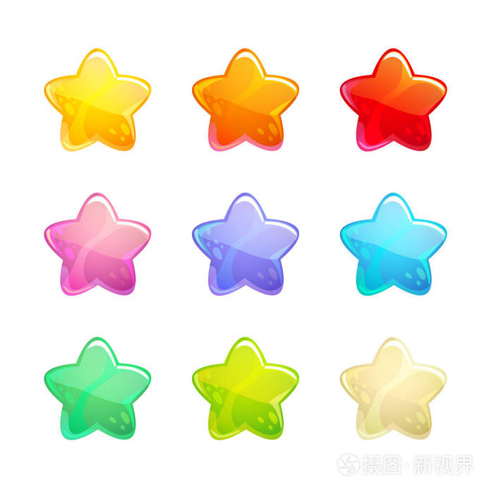 卡通光泽五颜六色的星星集