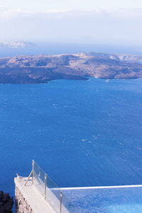与火山自然，希腊，圣托里尼爱琴海视图