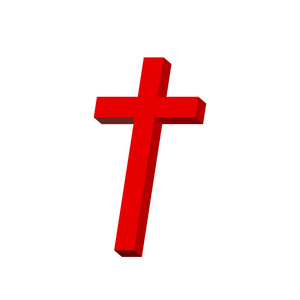 红色的基督教十字图标。矢量图