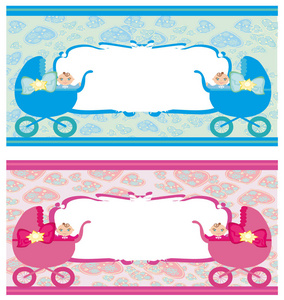 新生儿设置横幅。两种颜色为男孩和女孩