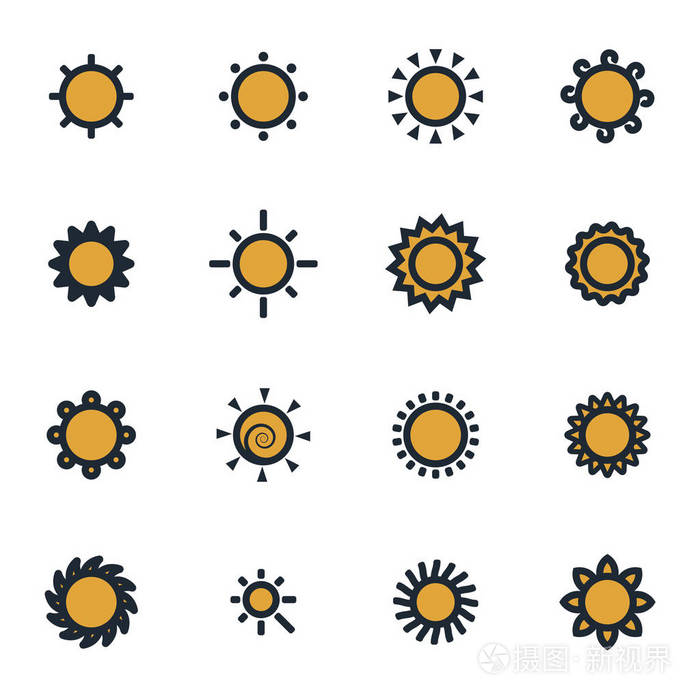 矢量平太阳图标集