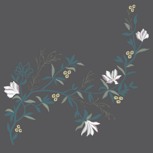花朵刺绣 矢量 插图