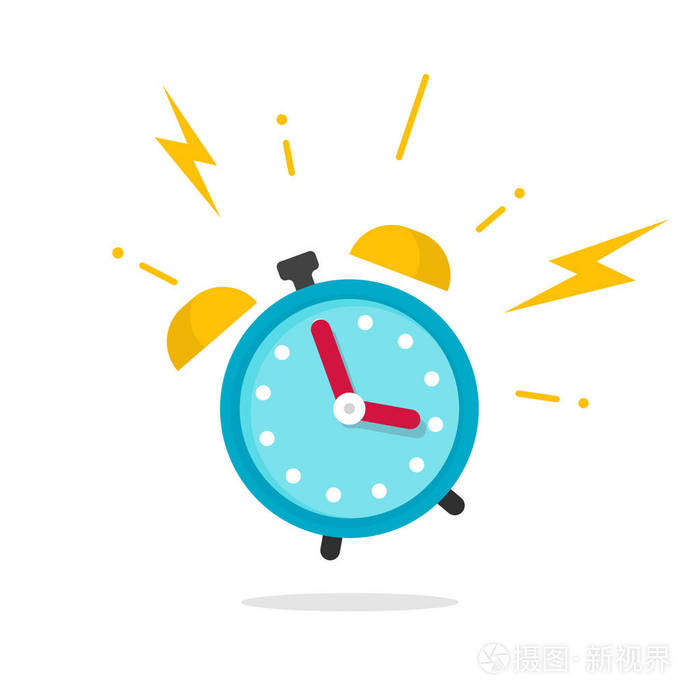 报警铃声图标矢量插图,扁平纸箱闹钟铃声响了孤立的白色背景上