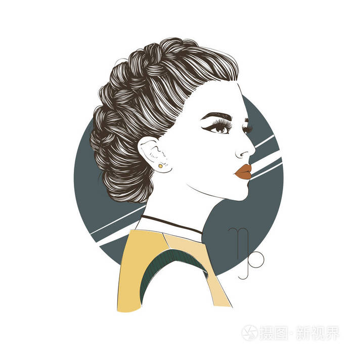 星座:生肖的摩羯座插图作为一个美丽的照片。射手座男神女孩图片