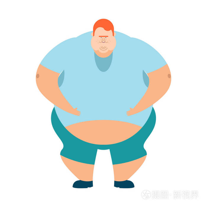 红发女郎胖家伙.暴食者身材魁梧的男人.胖子矢量图