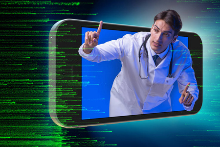 远程医疗概念与医生和智能手机