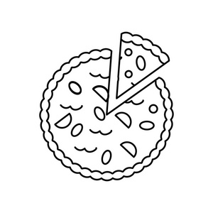 馅饼面包店矢量线图标 标志 插图背景，可编辑笔触