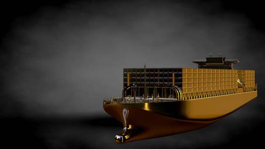 3d 渲染的黑暗背景上金船