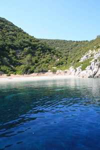 蓝色的海水  拉希海滩，伊萨卡，希腊