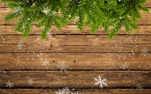 冷杉树枝和雪花的框架