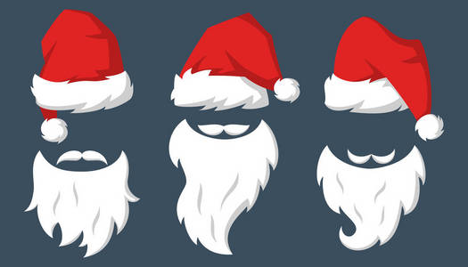 圣诞老人的红色帽子和胡须套