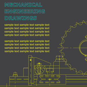机械工程图纸上的灰色背景。蓝图