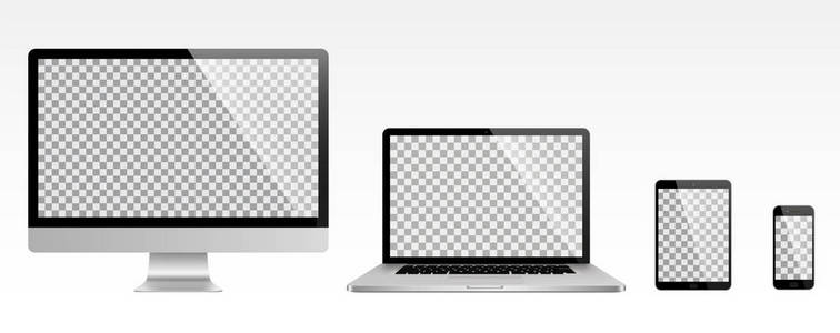 现实的显示器 笔记本电脑 平板电脑 智能手机股票矢量集