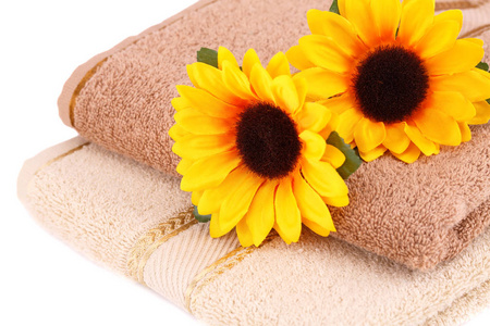 毛巾和鲜花