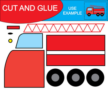 使用剪刀和胶水创建防火逃生图像 汽车
