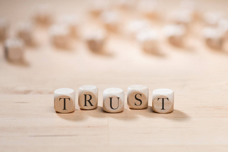 信任词在木立方体。信任概念