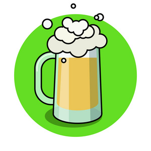 玻璃啤酒, 白色背景, 手绘啤酒节, 酒吧和酒吧菜单隔离。矢量