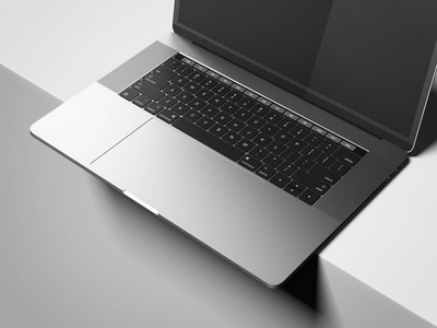 现代银色笔记本电脑。3d 渲染