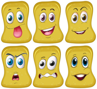 六不同的面孔在黄色形状