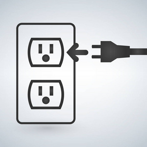 在现代背景下隔离的110v 电源插座的插图