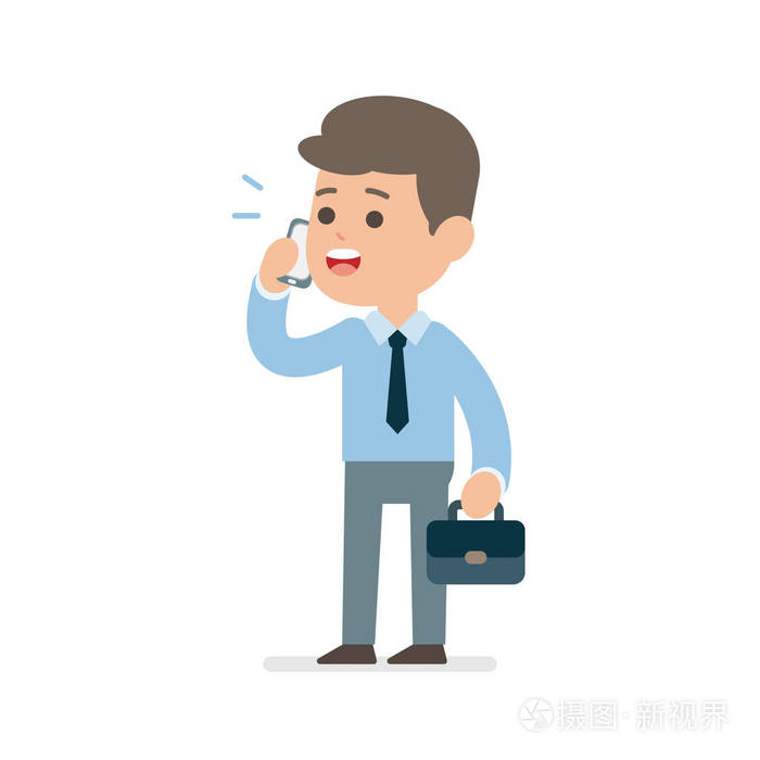 商人打电话, 矢量平图插画-正版商用图片0uh2tr-摄图
