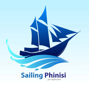 矢量插画, Phinisi 印尼传统帆船标志