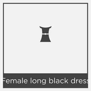 白色背景的女性长黑色礼服图标