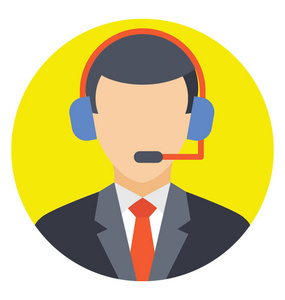 呼叫中心操作员与耳机客户支持概念