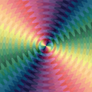 彩虹波浪线在中心相交。运动的视觉错觉