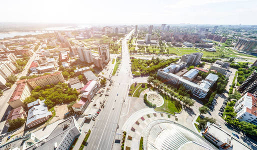 与空中城市景观 道路 房屋和建筑物